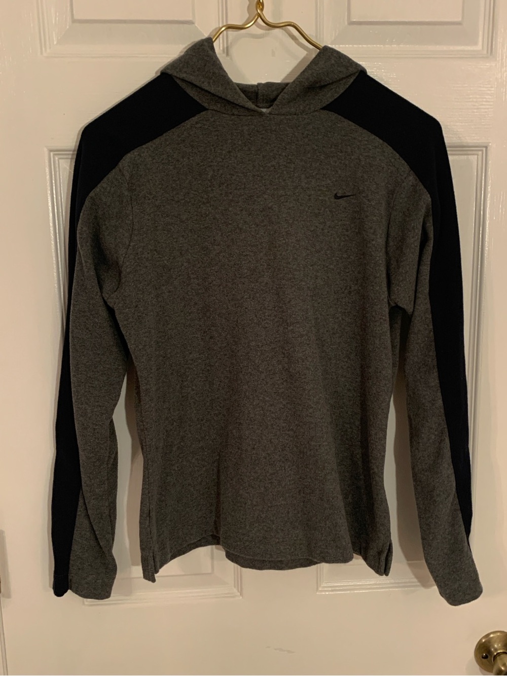 Nike Charcoal Gray/Navy Pullover Hoodie Swoosh Size Small
